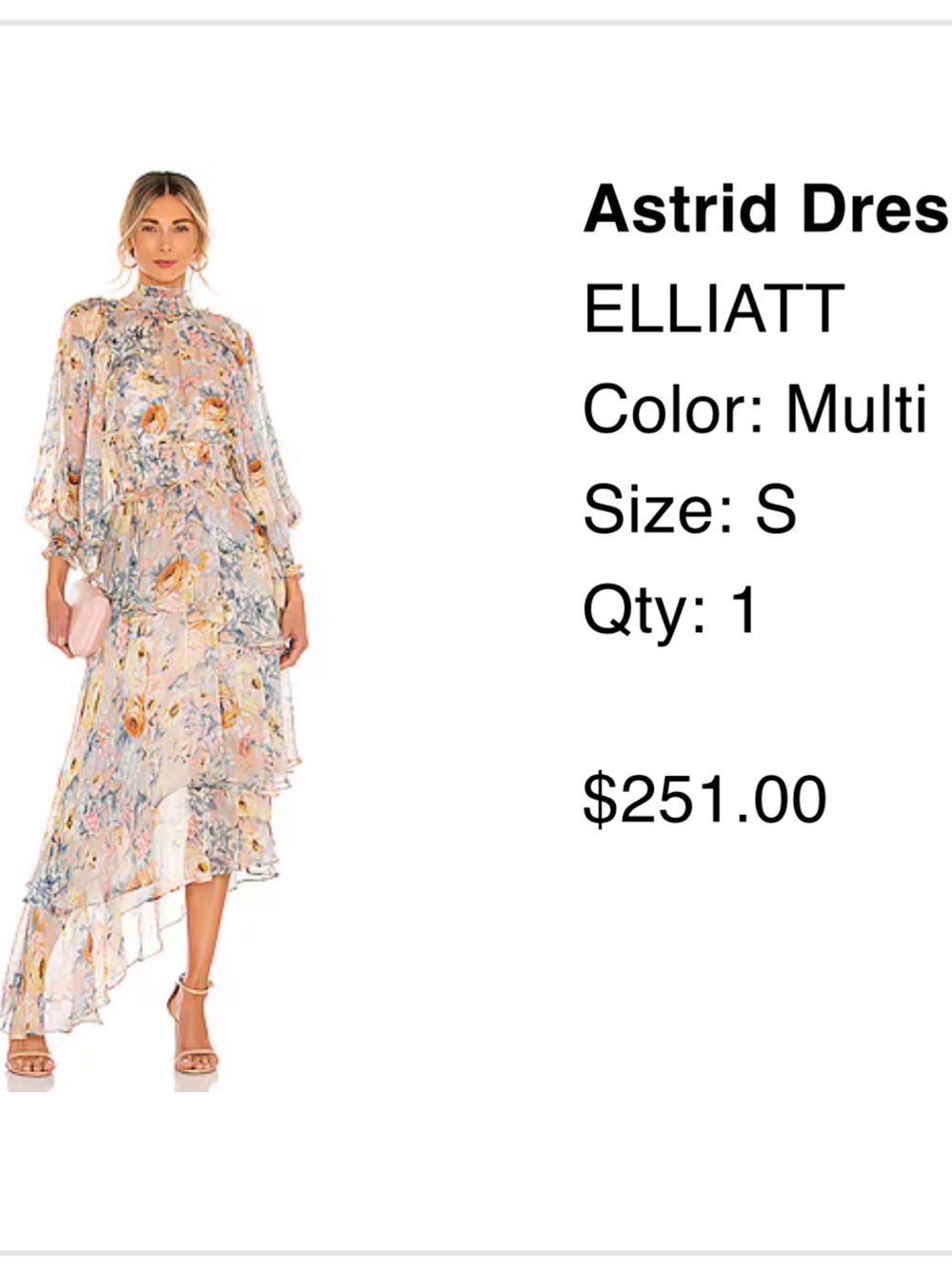 Elliatt Multi-Color Floral High-Low Ruffle Dress